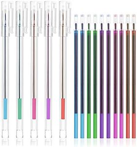 iNee 5 Colors Extra Fine Tip Water Erasable Fabric Marking Pen with 10 Free Refills for Cross Stitch, Embroidery, Sewing, Quilting