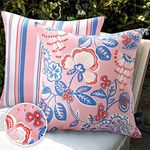 Phantoscope Pack of 2 Outdoor Indoor Throw Pillow Covers Decorative Waterproof Outdoor Pillows Patio Pillows Cushion Case for Couch Tent Park, Pink 20 x 20 Inches