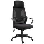 Vinsetto Ergonomic Office Chair, High Back Computer Chair, Mesh Desk Chair with Lumbar Support, Headrest, Wheel, Adjustable Height, Black