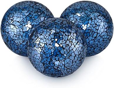 MDLUU 4" Decorative Glass Balls, Mosaic Sphere, Decorative Orbs, Centerpiece Balls for Bowls, Vases, Dining Table Decor, Pack of 3 (Turquoise)