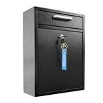 VORVIL Locking Mailbox Wall Mount - Galvanized Steel Mailbox with Keys for Outdoor - Secure Modern Design Large Drop Box for House & Office