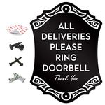 SignSeries Delivery Instruction Door Sign - All Deliveries Please Ring Doorbell, House Sign, 6.25” X 4.5” - Mounting Hardware Included, Easy Installation - Heavy-Duty and Weather-Resistant