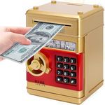 ATM Piggy Bank for Boys Girls, Kids Toys Savings Bank Password Safe Cash Coin Can for Real Money Electronic Money Bank for Children Great Birthday Christmas Toy Gifts for Kids Age 5 6 7 8 9 10 - Gold