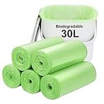 Biodegradable Trash bags 100PCS, Aievrgad 8Gallon/30L middle Garbage bags/For kitchen Bin. Bin Liner/Trash/rubbish Bags, 100% Recycled,Tough, degradable, Compost Bags for Food/household-Green