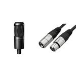 audio-technica AT2020 Cardioid Condenser Studio XLR Microphone, Ideal for Project/Home Studio Applications & AmazonBasics XLR Male to Female Microphone Cable - 6 Feet, Black