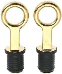 Nayciiy 2 Pcs Boat Plug Snap Handle Boat Drain Plug Rubber Plugs with Brass/Stainless Steel Handle Marine Twist Plug Boat Accessories (Brass, 1.25 inch)