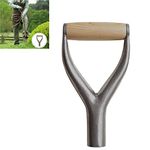 Shovel D Grip Handle, 31mm Inside Diameter Metal Spade Snow Shovel Replacement Handle with Wooden Grip Spade Handle for Digging Raking Tool Camp Shovel Garden Shovel Garden Accessories - Silver