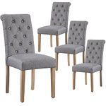 Yaheetech Set of 4 Fabric Dining Chairs Upholstered High Back Soft Padded Seat Side Chairs for Living Room and Dining Room Dark Gray