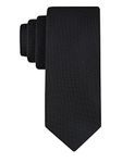 Calvin Klein Men's Silver Spun Solid Tie, Black, Regular