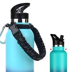 Wongeto Handle Compatible with Hydro Flask Standard Mouth Water Bottle - Paracord Handle with Safety Ring Holder for 12 oz, 18oz, 21 oz, 24 oz Water Bottle assecories (Black)