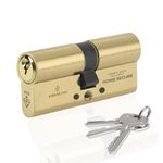 Home Secure™ Euro Cylinder Door Lock TS007 1 Star Security Rated with 3 Keys, Anti-Bump, Anti-Drill, Anti-Pick, Anti-Screw, Anti-Twist for UPVC, Wooden, Composite Doors (Satin Brass, 45mm X 45mm)