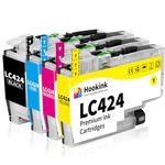 4-Pack LC424 LC 424 Ink Cartridge Multipack Compatible for Brother LC-424 LC-424VAL Ink for DCP-J1200W DCP-J1200WE J1200W J1200WE Printers.(1 Black, 1 Cyan, 1 Magenta, 1 Yellow)