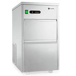 KLARSTEIN ICE3-Powericer-XL Industrial Ice Machine - 145 W, 20 Kg/Day, 3,5 Kg Storage Compartment, Effective Cooling System, Tasteless Lining, Pumping System, Stainless Steel, Silver