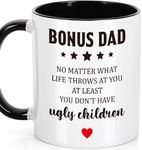 Bonus Dad Gifts for Christmas Birthday Unique Bonus Dad Stepdad Ceramic Mug Presents Best Dad Ever Daddy Step Dad Father-in-Law, on Father's Day, Retirement, 11 Oz Mug