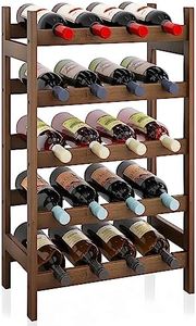 SMIBUY Bamboo Wine Rack, 20 Bottles Display Holder, 5-Tier Free Standing Storage Shelves for Kitchen, Pantry, Cellar, Bar (Walnut)