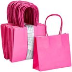 Sparkle and Bash 50 Pack Mini Pink Gift Bags with Handles, Bulk Kraft Party Favor Bags (6 x 5 x 2.5 In)