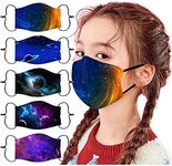 [UK Stock] 5 Packs Kids Protect_Cover_Mask Reusable Washable Soft Fabric Boys Girls Stars Space Pattern With Adjustable earloops Breathable Skin Care Antidust Outdoor house protection (B)