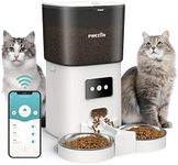 Automatic Cat Feeder, 2.4G WiFi 6L Cat Food Dispenser, Cat Feeder Automatic with Timer, 2 Stainless Steel Bowls, Low Food Alarm, 10s Voice Recording, Up to 20 Portions 15 Meals Per Day for Cats