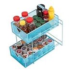 Mind Reader CABASK2T-BLU Sliding Metal Baskets, Cabinet Storage Organizer, Home, Office, Kitchen, Bathroom, Steel, Blue 2 Tier Mesh