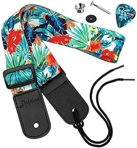 Dulphee Ukulele Strap Hawaiian Style Adjustable Uke Shoulder Strap for Soprano Concert Tenor Baritone Ukulele, Mandolin and Banjo(Flower)