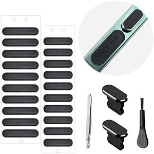 Phone Speaker Dustproof Stickers Protector, Mesh Speaker Anti Dust Adhesive Cover, Included Anti Dust Plug, Phone Port Cleaning Brush and Tweezer Compatible with iPhone 13, 12 Pro Max, 11 (Black)