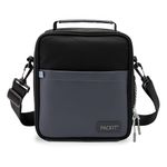 PackIt Freezable Upright Lunch Box, Black/Gray, Engineered with ECOFREEZE+ Technology: Triple Layered Protection for Ultimate Cooling, with Removable Crossbody Strap, Fresh Food On the Go