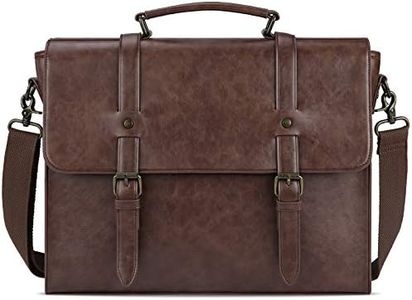 Leather Messenger Bag For Men 15.6 Inch Leather Laptop Shoulder Bag Computer Bag Business Briefcases Satchel Bag Work Bags Coffee