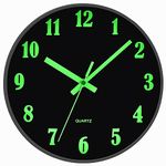 JoFomp Modern Night Light Wall Clock, 10 Inch Silent Non-Ticking Quartz Wall Clocks, Glow in The Dark Battery Operated Decorative Wall Clock for Bedroom, Kitchen, Living Room（10 inch）