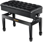UISCOM Adjustable Duet Piano Bench with Storage - Heavy Duty Wooden Double Keyboard Piano Stool Chair Seat with PU Leather Padded Cushion (Black)