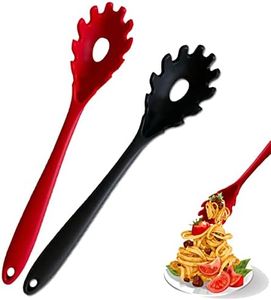 Silicone Pasta Fork, 2Pcs Spaghetti Spoon Pasta Fork High Heat Resistant 480°F Hygienic Spaghetti Server Food Grade Pasta Spoon BPA Free Noodle Spoon