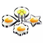 Paczo® 4 Pcs Egg Mold Ring Egg Pancake Mold Stainless Steel Cookware Ring for Creative Breakfast Round, Heart, Flower, Staar Egg Shaped Baking Ring