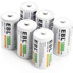 EBL 6 Counts D Rechargeable Batteries 10000mAh High-capacity D Size NiMH Batteries with Durable Storage Case for D Cell Rechargeable Batteries