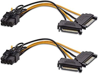 Cable Matters 2-Pack 8 Pin to SATA Power Cable (SATA to 8 Pin PCIe) - 5 Inches