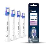 Philips Sonicare Brush Heads, S2 Sensitive Brush Head with Ultra-Soft bristles for Sensitive Teeth and Gums, White, 4-Pack, (Model HX6054/10)