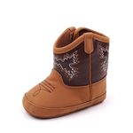 Baby Girls' Boots - Soft Sole Western Cowboy Booties - Pre-Walker Cowgirl Crib Shoes for Boys Infants(Brown,0-6months)