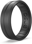 Enso Rings Classic Contour Silicone Ring – Stackable Multi Color Unisex Wedding Engagement Band  – Thin Minimalist Band – 7.24mm, 1.9mm Thick (Black Pearl, 8)