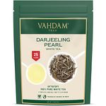 VAHDAM, Darjeeling Pearl White Tea Loose Leaf (25 Cups/1.76oz) High Elevation Grown, White Tea Loose Leaf Tea | Pure Unblended Loose Leaf Tea | Vacuum Sealed