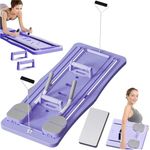 Multifunctional Foldable Pilates Board | 5 in 1 Abs Roller with Sliding Workout Board | AB Core Trainer with Timer | Abdominal Plate with Resistance Rope, Automatic Rebound, and Elbow Support | Full Body Core Workout & Exercise Equipment for Men & Women |(multi color)