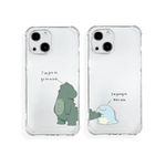 Fluzatas Matching Couple Phone Cases for iPhone 15, Cute Four Corners Air Cushion Shockproof Anti Drop Cell Phone Case (Dino)