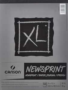 Canson XL Series Newsprint Paper, Foldover Pad, 9x12 inches, 100 Sheets (30lb/49g) - Artist Paper for Adults and Students