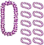 Oojami Exotic Floral Hawaiian Luau Lei Summer Party Favors - 12 Count, Synthetic Purple Polyester Leis for Graduations, Weddings, and Special Occasions