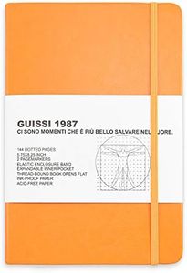 Guissi Dotted Notebook A5 Leather Journal for Travel with Inner Pocket, Hardcover Diary Writing Journaling Premium 80gsm Classic Thick Acid-Free Paper School Supplies 144 Pages Designed in Florence