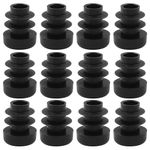 Bonsicoky 12 Pack 1/2 Inch (12mm) Round Plastic Hole Plugs, Black Pipe Tubing End Cap for Round Metal Tube