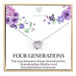 CHICLOVE Four Generations Necklace for Great Grandmother - Sterling Silver Four Circles Generation Necklace Gifts for Great Grandma (Four Generation Necklace)