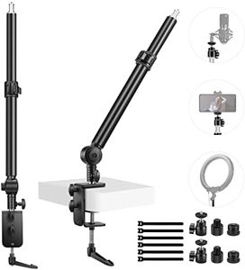 NEEWER Camera Desk Mount Stand 225° Tilt & 360° Swivel, 17.7"-24.8" Light Stand with C Clamp, 1/4" Ball Head, 3/8" & 5/8" Screw for Ring Light DSLR Phone Mount Overhead Photography, 2 Pack, ST-DR3560