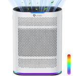 Air Purifiers for Home Large Room Cover 2,100 Ft²,Home Air Purifier with Air Quality Monitor & Aromatherapy,Auto H13 Air Purifier Removes Pets Hair Dust Smoke Odor,with 7 Colors Light(White)