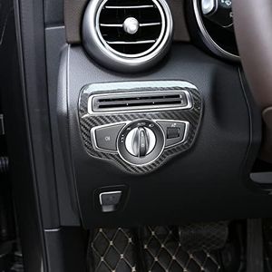 taruisixt Real Carbon Fiber car Interior Accessories Headlight Switch Button Decorative Frame Cover for Mercedes-Benz G-Class C Class V Class GLC W205 X253 W463 W447