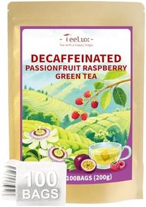 TeeLux Decaf Passionfruit Raspberry Green Tea, Passion Fruit & Raspberry Flavored Decaffeinated Green Tea, Aromatic & Refreshing, 100 Count
