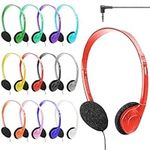 12 Pack Kids Headphones Bulk Class Headphones for Classroom School Students Headphones Individually Wrapped Adjustable Over Ear Head Earbuds Headphones with Wire for Girls Boys Adults (Multicolor)