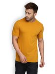 CHKOKKO Men's Cotton Regular Fit Half Sleeves T-Shirt Mustardd Size M